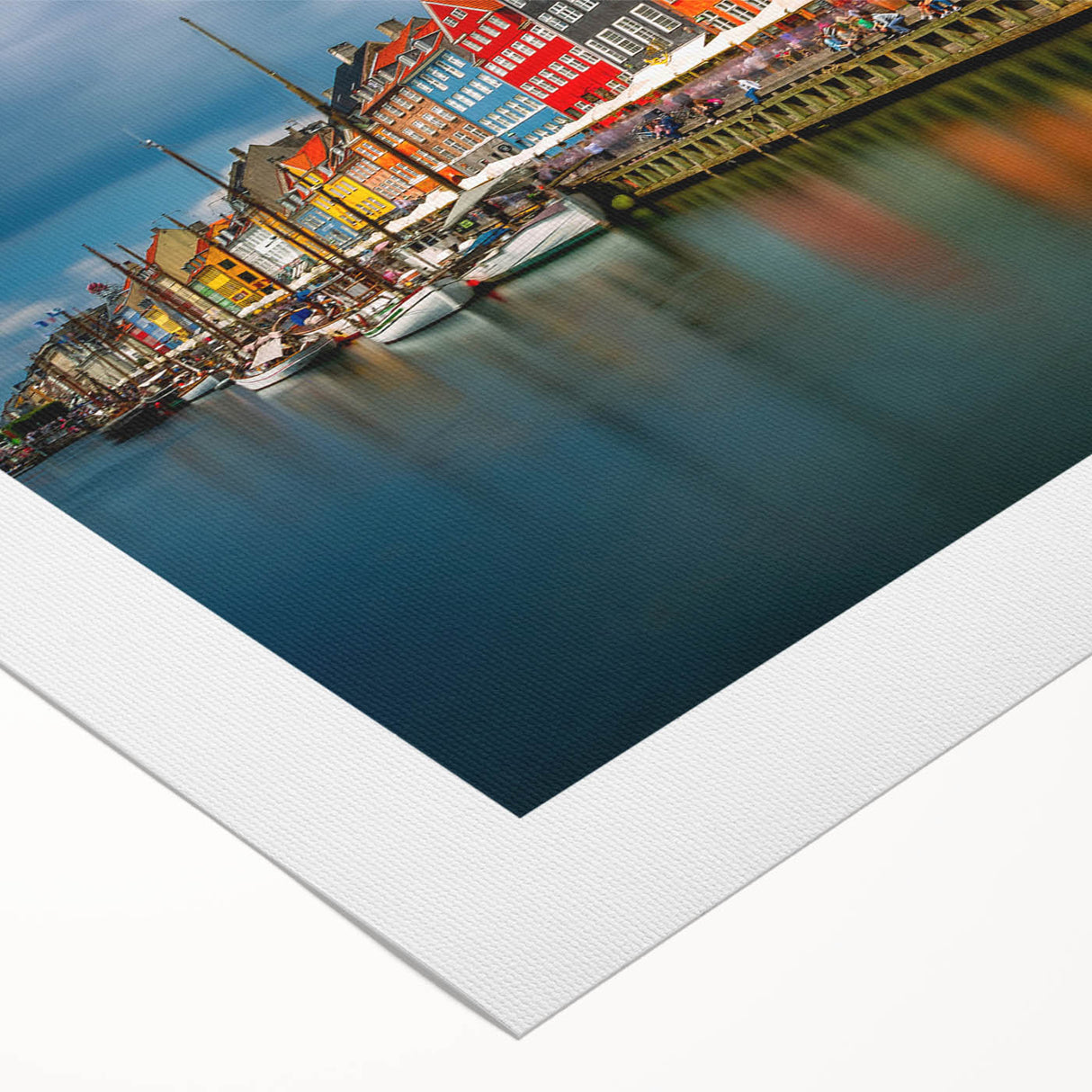 Art deco poster of a European Denmark scenery in muted earth tones on rolled canvas, suitable for dining room decor.