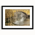 Colorful abstract art print depicting a European scenery in vibrant hues, framed in black, ideal for living room ambiance.