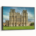 Black and white framed canvas of Oxford landscape, in vintage poster style, ideal for bedroom decor.