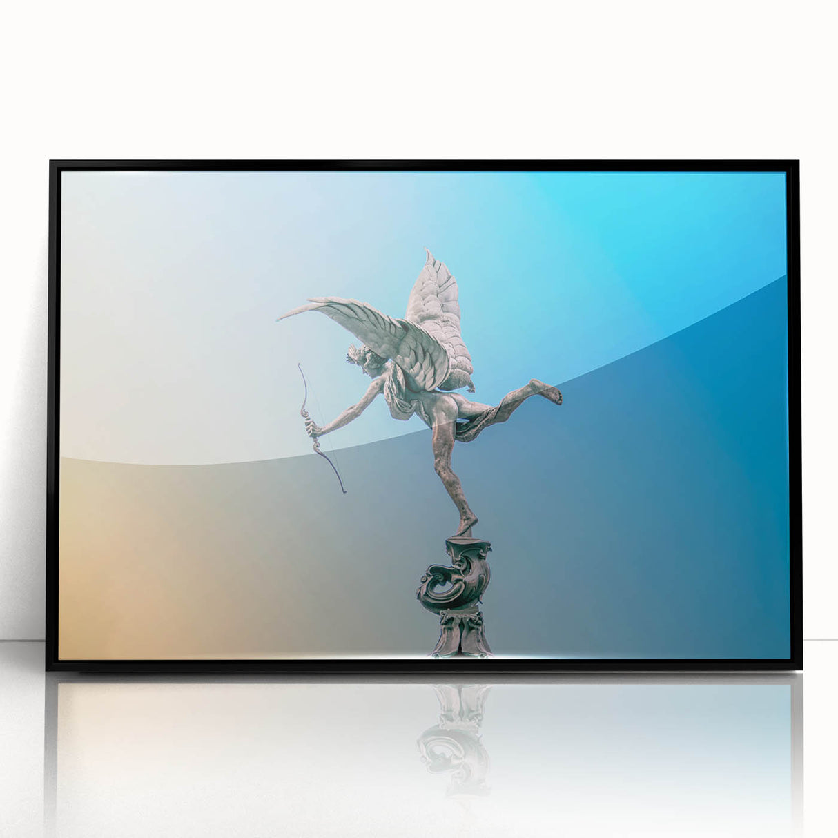 Large abstract wall art depicting Piccadilly Circus in muted colors on a framed acrylic.