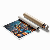 Extra large wall art depicting the Thames River and floral accents in soft hues on a rolled print.