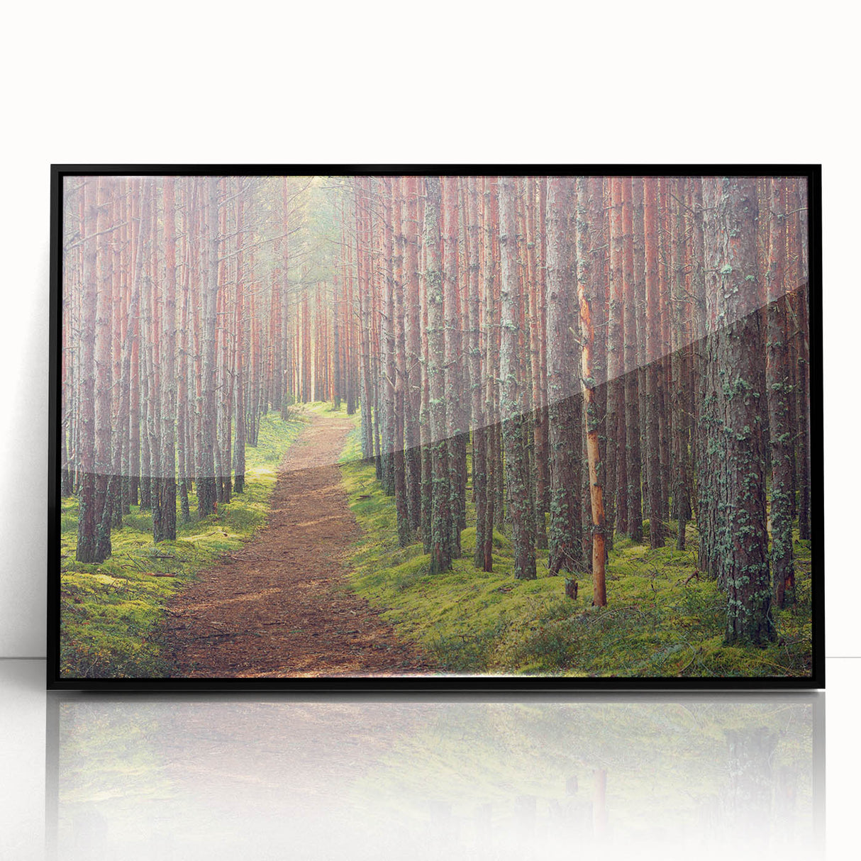 Large abstract wall art depicting a European Estonian scenery in muted earth tones on a framed acrylic.