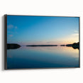 Black and white landscape art painting of a Finnish scenery on framed canvas, suitable for bedroom wall art.