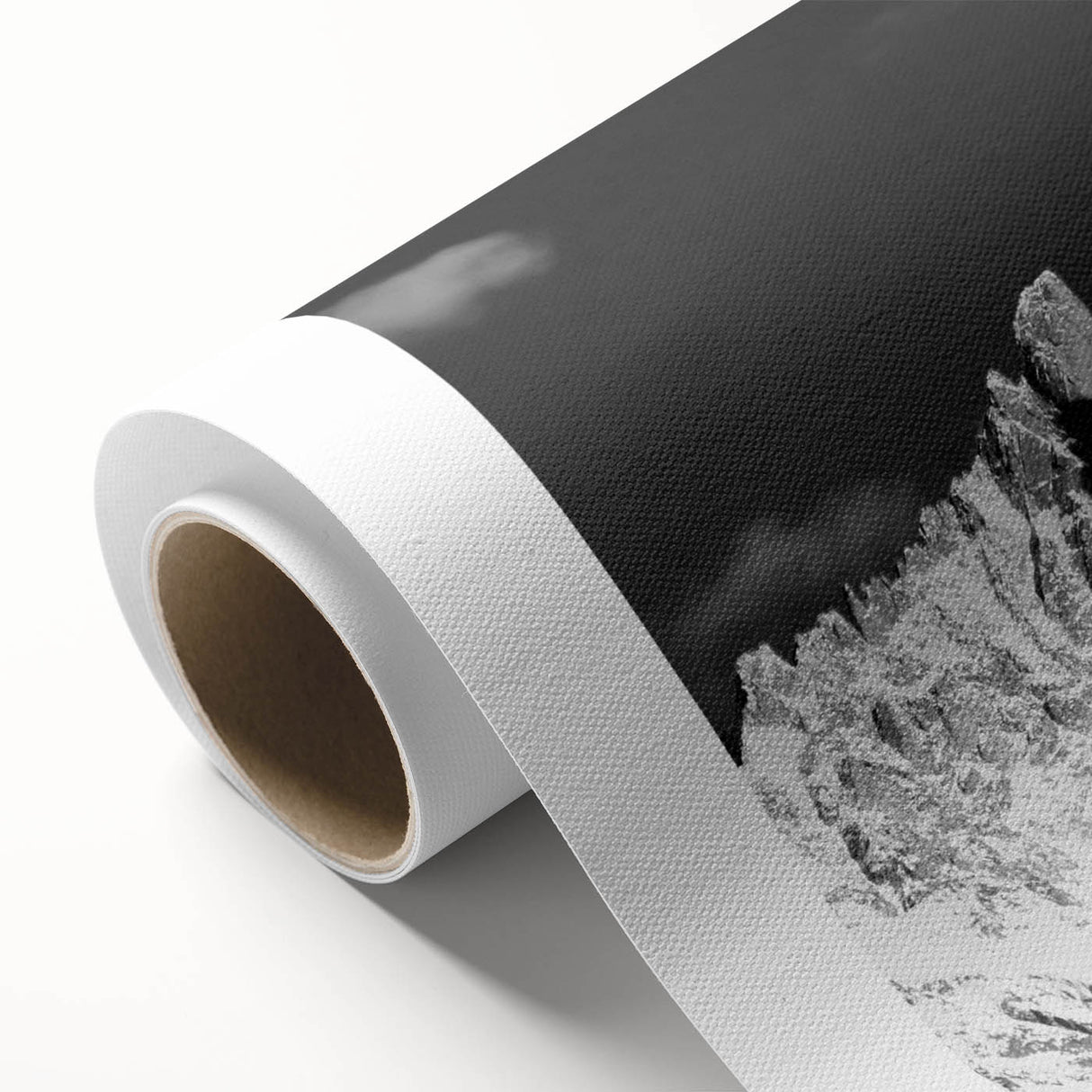 Art Deco style poster of the French Alps in muted blue and white tones on rolled canvas, ideal for nursery wall art.