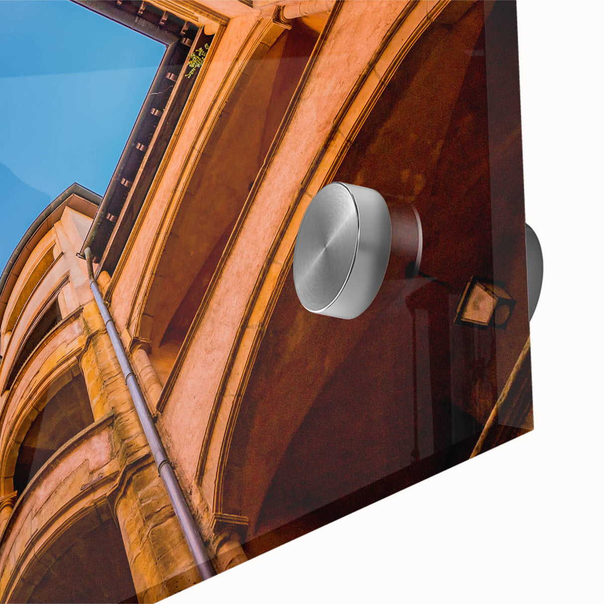 Large abstract wall art of Lyon, France in muted earth tones on acrylic glass, suitable for dining room ambiance.