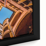 Extra large black wall art featuring a textured, colorful depiction of Lyon, France on a framed canvas.