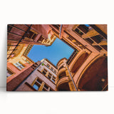 Large black and white stretched canvas of Lyon, France scenery, ideal for kitchen wall art.