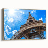 Framed canvas wall art featuring a vintage Paris landscape in black and gold tones, ideal for bedroom decor.