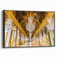 Black and white landscape art painting of Versailles on framed canvas, ideal for bedroom wall decor.