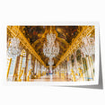 Large rolled canvas print of the Versailles gardens in muted green and earth tones, ideal for art wall dining room.