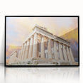 Large abstract wall art depicting Athens scenery in muted earth tones on a framed acrylic.