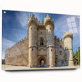 Acrylic glass print of a Rhodes, Greece scenery in muted earth tones, ideal for dining room decor.