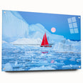 Acrylic print of a Greenland landscape in muted green and blue tones, suitable for bedroom or dining room decor.