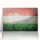 Mid-century modernist art depicting a serene Hungarian landscape in muted earth tones, framed acrylic print.