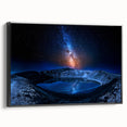 Black and white wall art depicting a serene Icelandic landscape on framed canvas, ideal for bedroom decor.