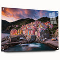 Acrylic print of Cinque Terre with vivid coastal colors, ideal for bedroom or dining room decor.