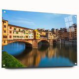 Acrylic print of Florence scenery with muted earth tones, ideal for dining room decor.