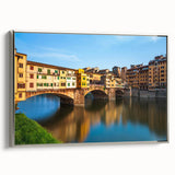 Framed canvas landscape art painting depicting the Florence skyline in muted earth tones, ideal for office or study decor.