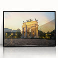 Large abstract wall art depicting a Milan cityscape in muted gray tones, framed in black acrylic.