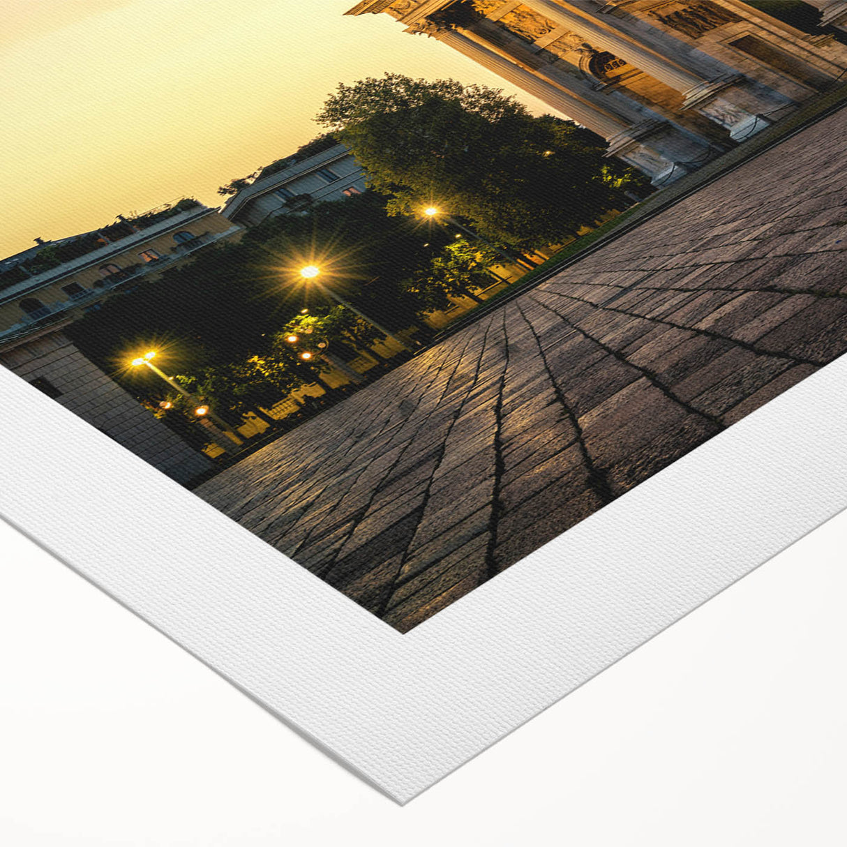 Art deco poster of Milan scenery, featuring pastel shades on rolled canvas, suitable for dining room decor.
