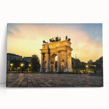 Large black and white stretched canvas of Milan scenery, ideal for kitchen wall art.