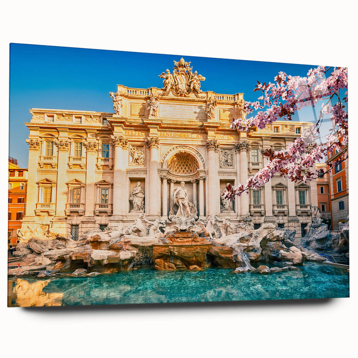 Acrylic print of a large abstract depiction of Rome with muted earth tones, ideal for bedroom or dining room art.