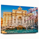 Acrylic print of a large abstract depiction of Rome with muted earth tones, ideal for bedroom or dining room art.