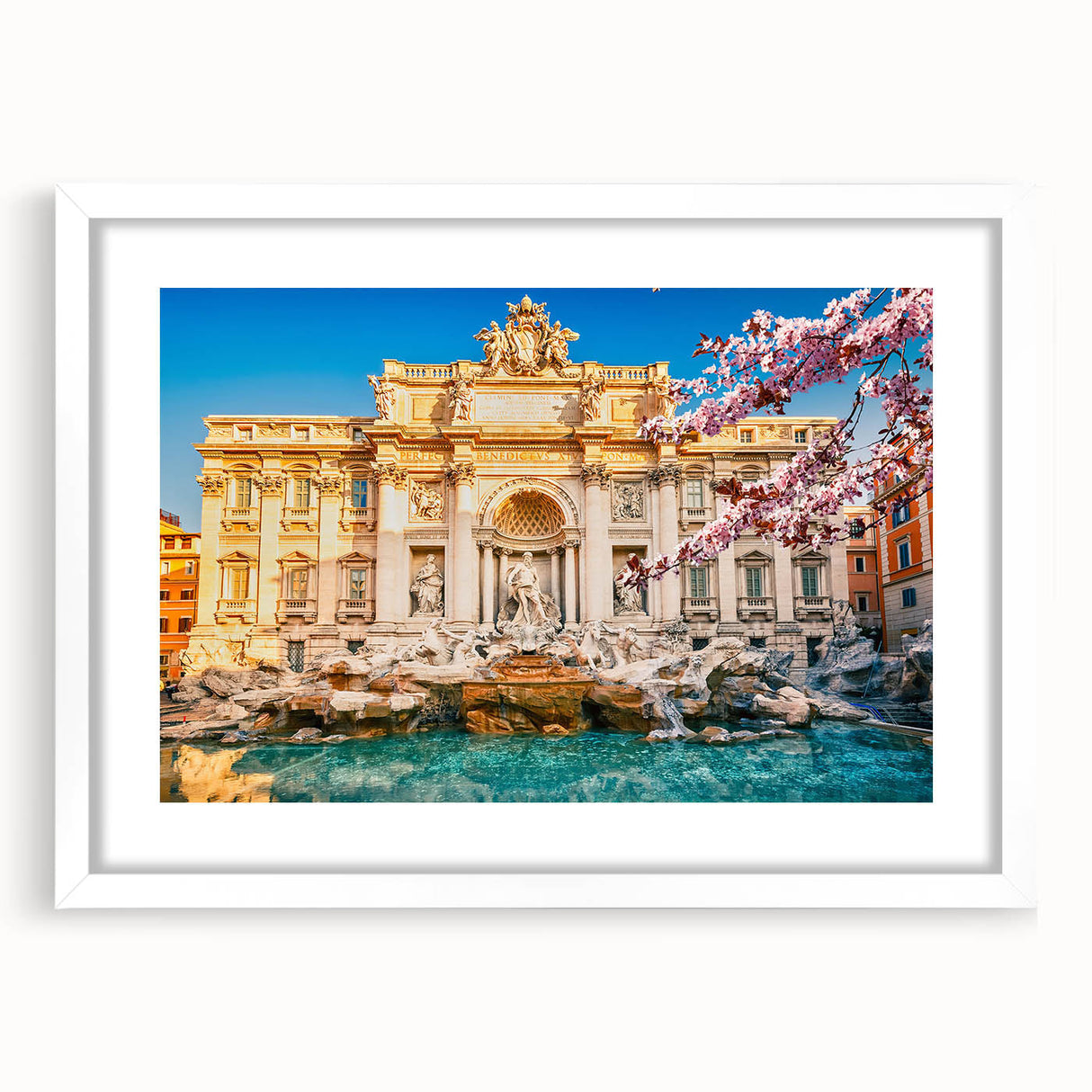 Textured art print of an abstract Rome cityscape in muted earth tones, framed in white, ideal for bedroom art.