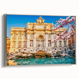 Landscape art painting of Rome with colorful depiction on framed canvas, ideal for adding a vintage touch to any room.