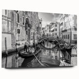 Acrylic print of a large abstract depiction of Venice in muted blue and gray tones, suited for bedroom or dining room art.