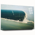 Large abstract wall art featuring a European scenery in muted earth tones on acrylic glass, ideal for dining room decor.