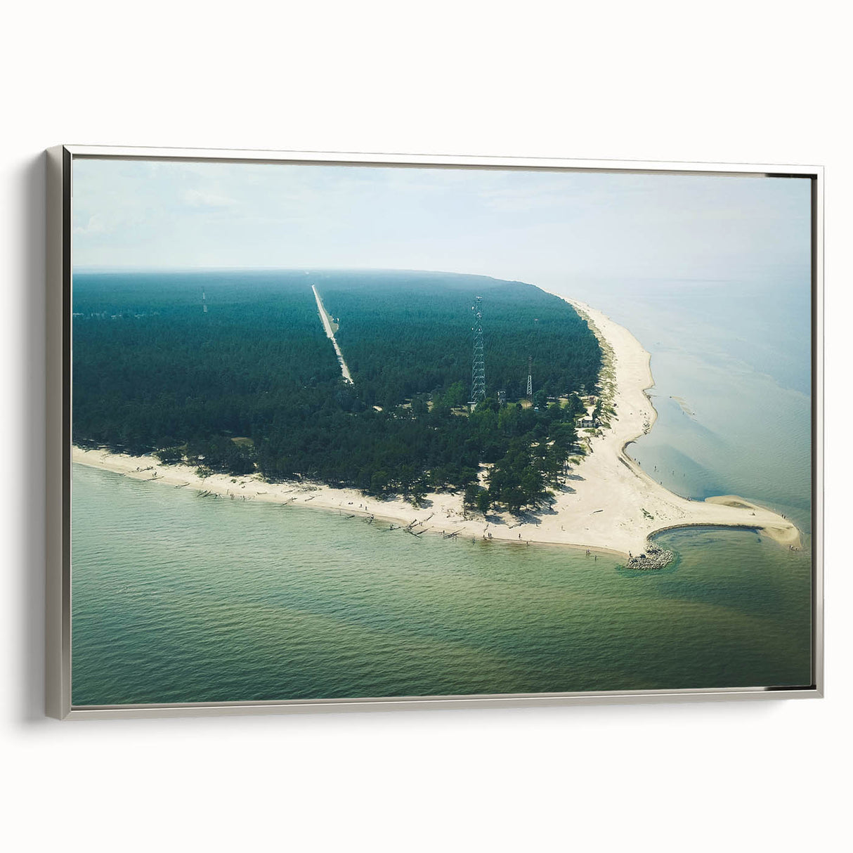 Landscape painting of a European scene in muted colors on framed canvas, ideal for bedroom wall decor.