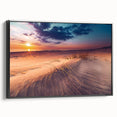 Black and white framed canvas of a vintage European landscape, ideal for bedroom wall decor.