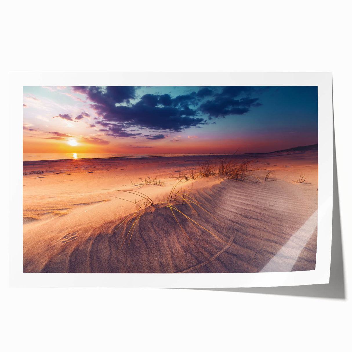 Extra large rolled print of a European Lithianian landscape with muted green and blue tones, ideal for art wall dining room.