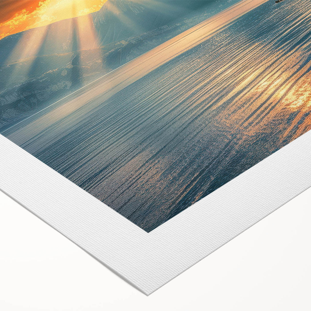 Art deco poster of the Mediterranean Sea in pastel blue and white, rolled canvas, suitable for dining room wall art.