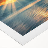 Art deco poster of the Mediterranean Sea in pastel blue and white, rolled canvas, suitable for dining room wall art.