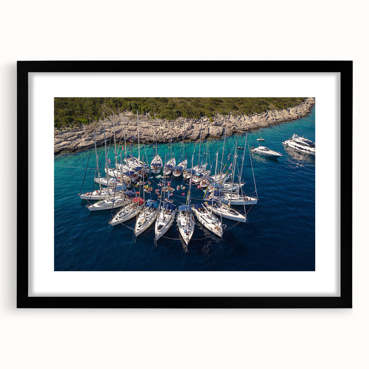 Extra large abstract art print of colorful, textured Monaco scenery on a framed canvas, ideal for living room decor.