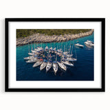 Extra large abstract art print of colorful, textured Monaco scenery on a framed canvas, ideal for living room decor.