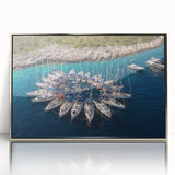 Large art print of Monaco scenery in muted blue and silver tones, framed in acrylic, ideal for modern art wall decor.