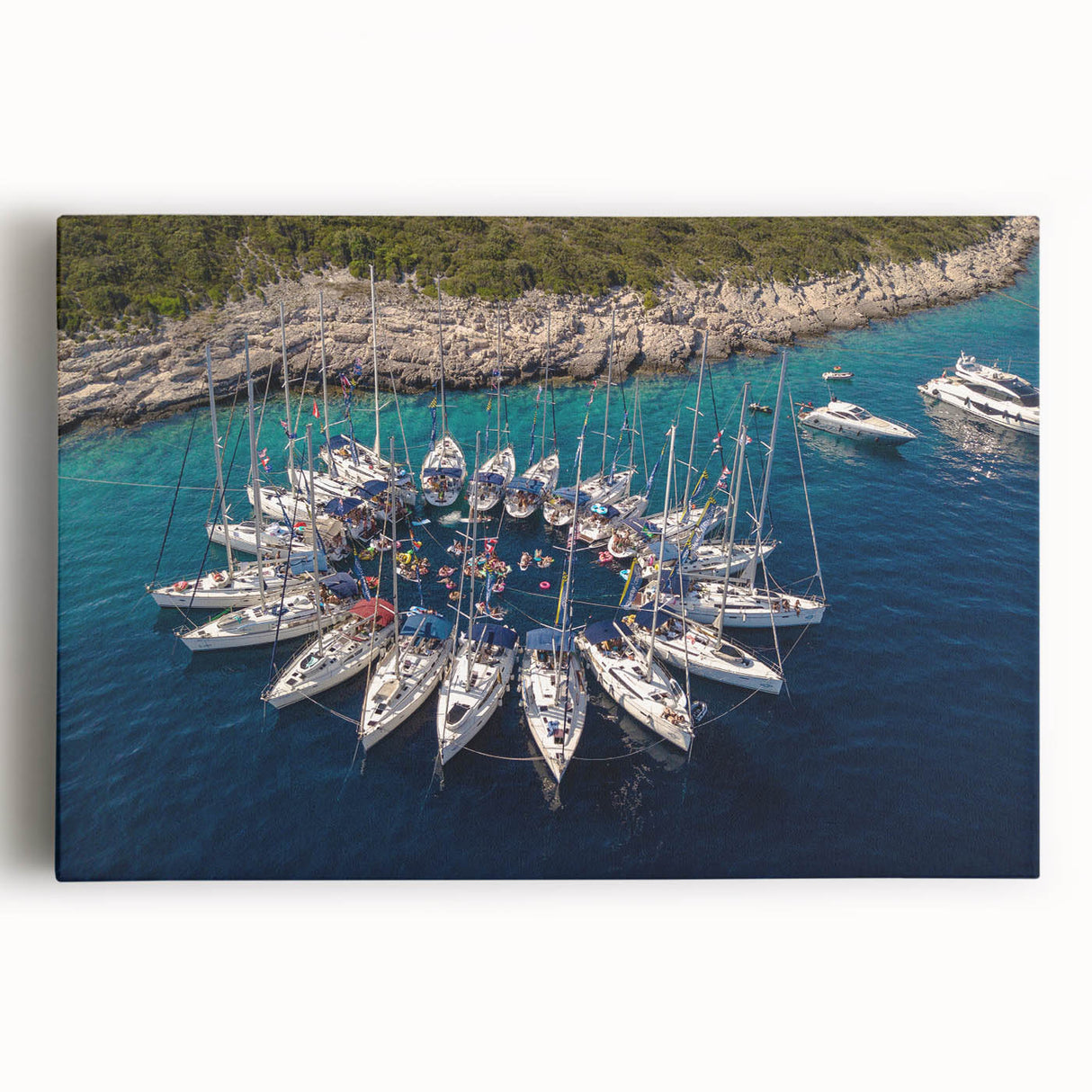 Black and white panoramic view of Monaco on stretched canvas, suitable as large kitchen or bedroom wall art.