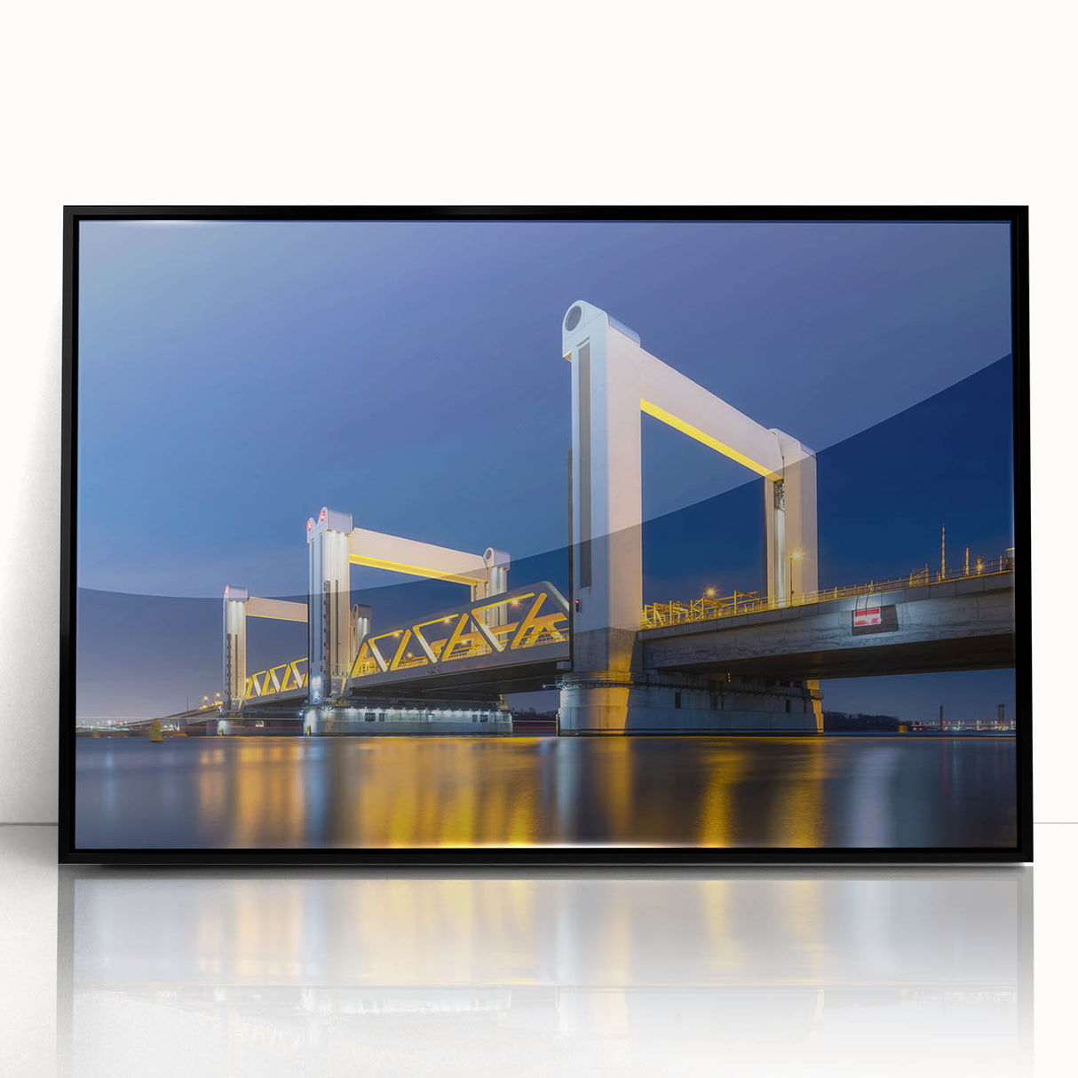 Large abstract wall art of Amsterdam with muted gray and blue tones on framed acrylic, ideal for modern living room decor.