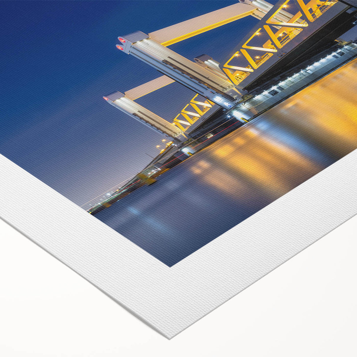 Art deco poster of Amsterdam scenery in muted earth tones on rolled canvas, suitable for dining room decor.