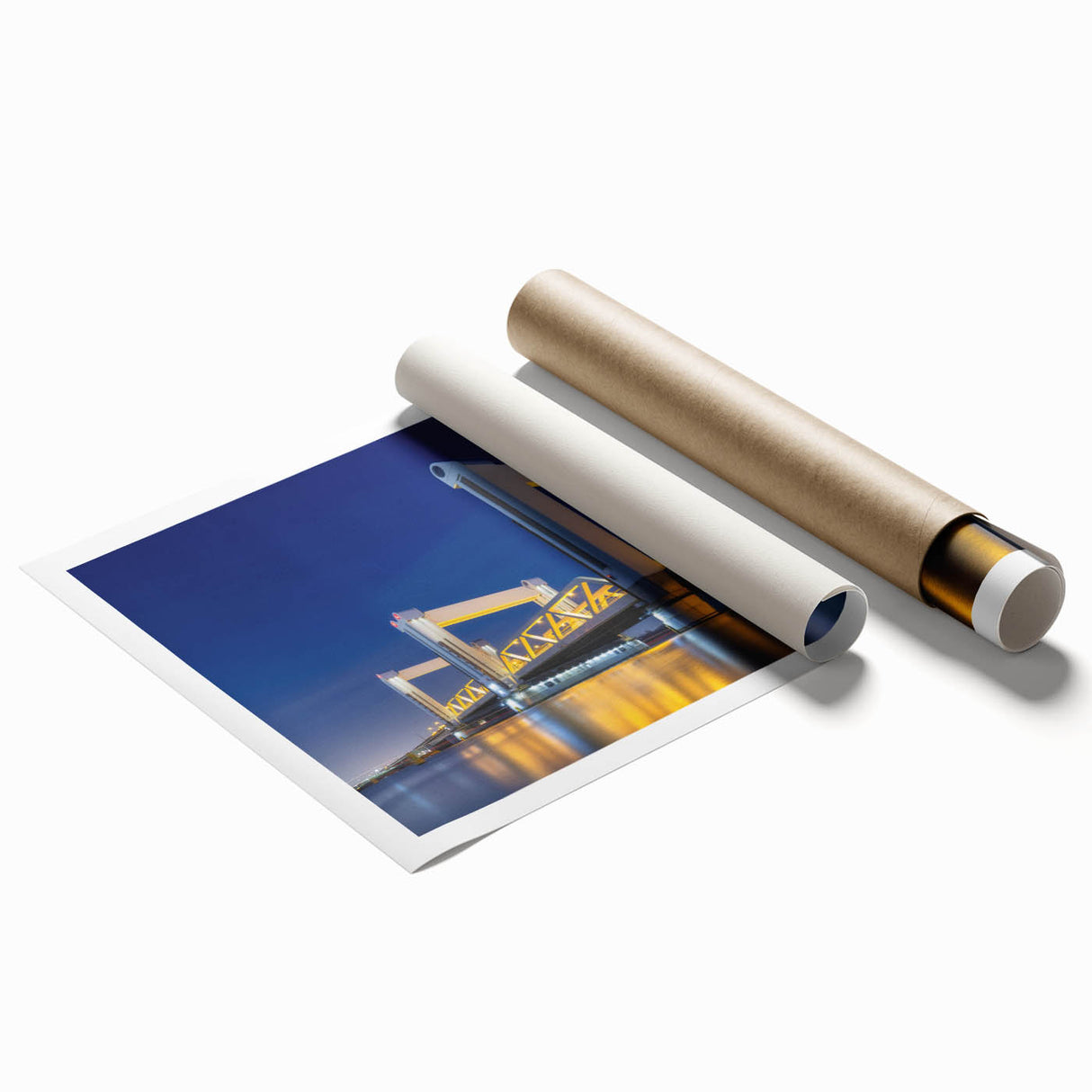 Extra large rolled print of Amsterdam scenery with vibrant floral elements.