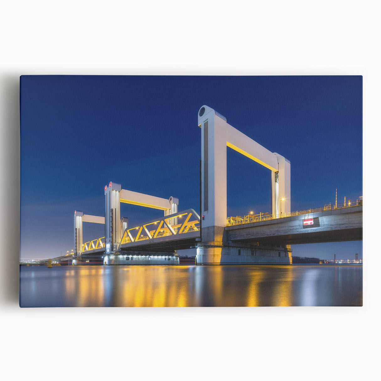 Black and white photograph of Amsterdam canal on stretched canvas, ideal for kitchen wall art.