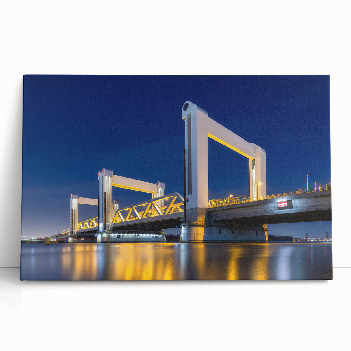 Black and white stretched canvas of Amsterdam canal scene, ideal for kitchen wall art.