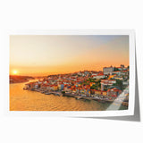 Extra large rolled print of Porto, Portugal scenery with vibrant sunset colors, ideal for art wall dining room.