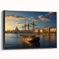 Black and white framed canvas of a vintage-style Petersburg landscape, ideal for bedroom wall art.