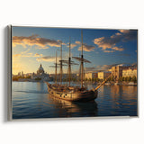 Landscape art painting of a colorful St. Petersburg scene on framed canvas, ideal for adding a vintage touch to any room.