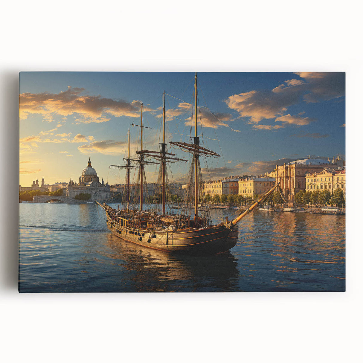 Black and white stretched canvas of St. Petersburg scenery, ideal for kitchen wall art.