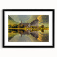 Extra large abstract art print of a textured, colorful Scottish landscape on a framed canvas, ideal for living room decor.